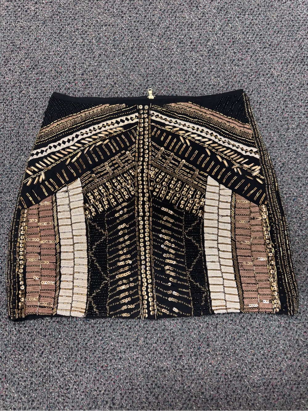Club Monaco Beautiful Black Mini Skirt with Gold and Cream Beading